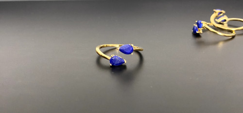 Gold lapis lazuli ring - gold,