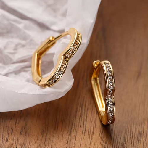 9ct gold ladies heart hoop - ladies,