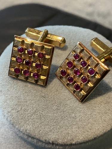 Heavy 18ct ruby cuff llinks - heavy,