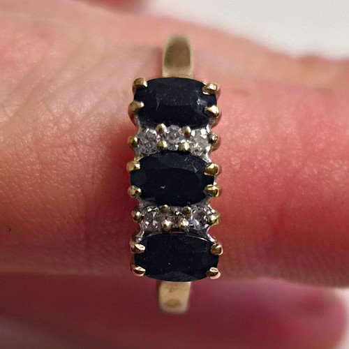 9ct yellow gold sapphire - gold, &