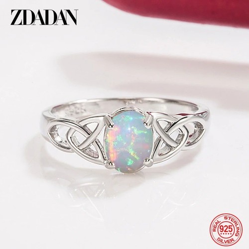 Sterling silver oval opal ring - opal,