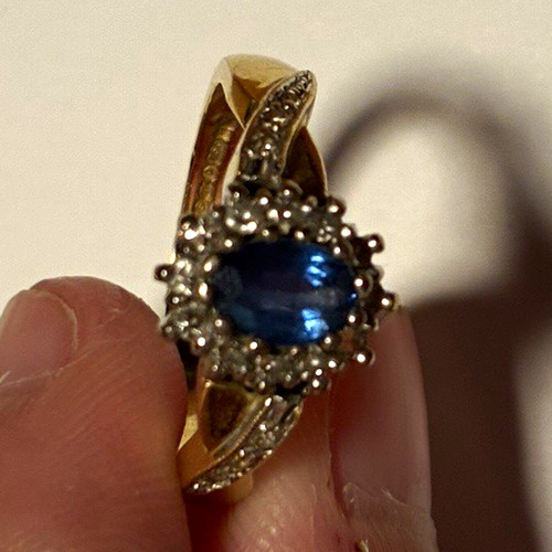 Vintage 18ct gold oval blue - vintage,