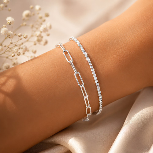 Womens silver bracelet set - womens,