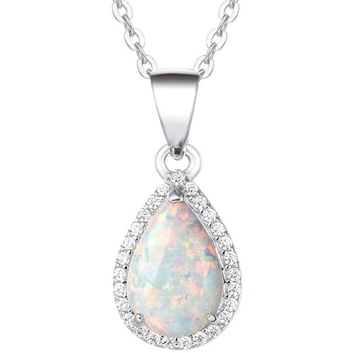 White opal stone pendant - white,