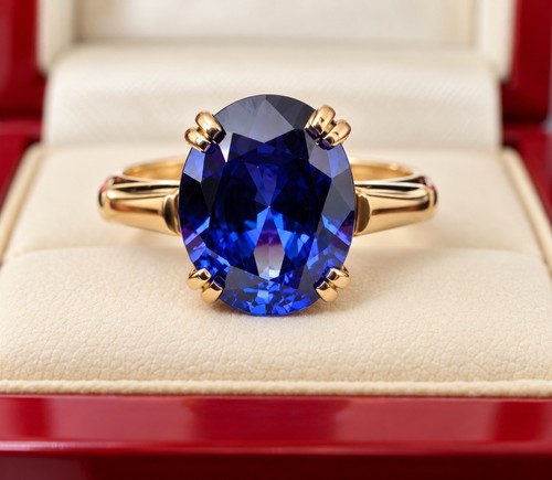 9ct gold tanzanite ring - gold,