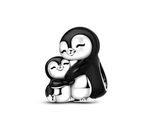 Penguins charm bead 925 silver - penguins,