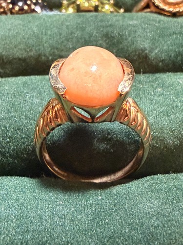 Pink opal gold ring 9ct - pink,
