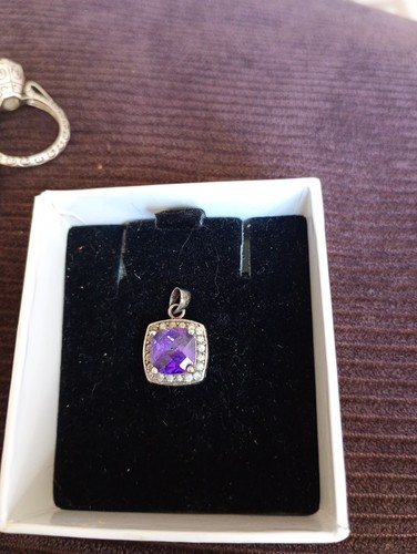 Silver pendant with purple - silver,