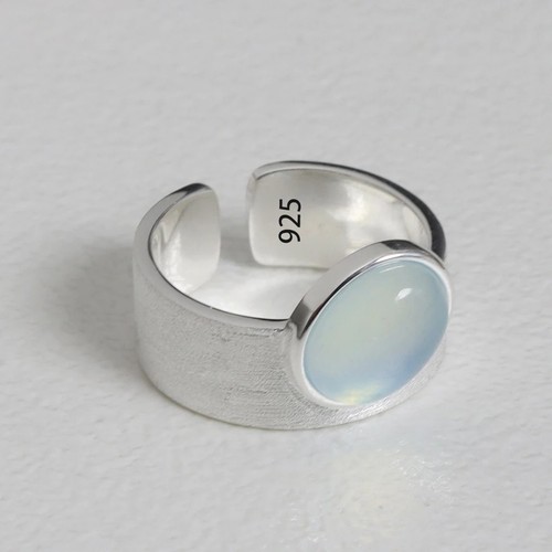 Sterling silver moonstone ring - silver,
