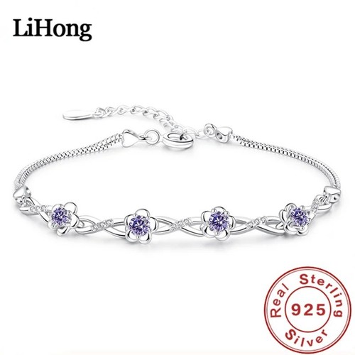 925 silver purple crystal - silver,