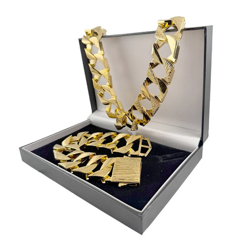 9ct gold 27mm bark chaps - gold,