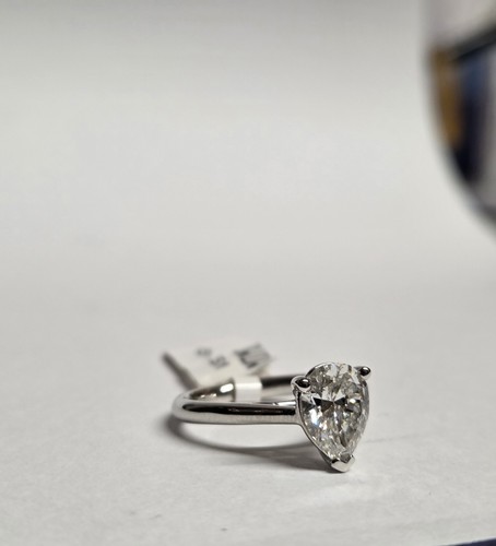 Platinum pear diamond ring - ring,