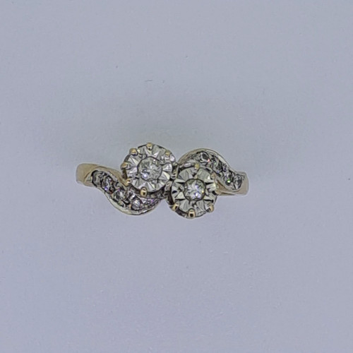 9ct gold diamond bypass - 9ct,