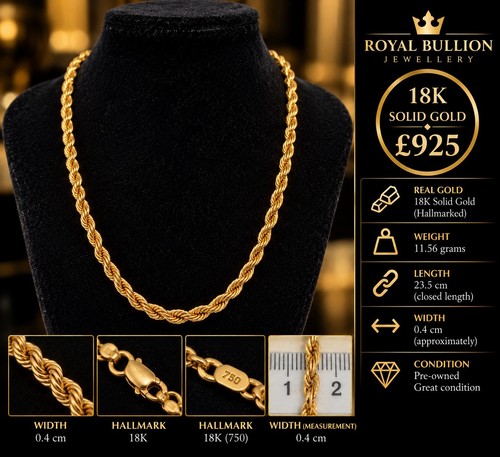 18ct gold rope chain - rope,